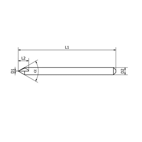 HELIX Graver: fresa de carburo 0,2 mm Ø, mango 6 mm x longitud 40 mm, 1 f, ángulo 90°