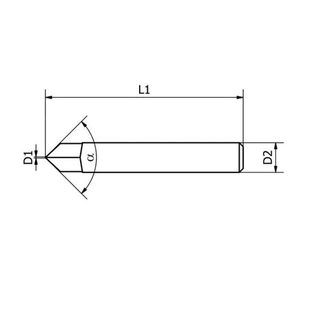 Multix Graver: fresa de carburo 0,2 mm Ø, mango 6 mm x longitud 40 mm, 1 f, ángulo 60°